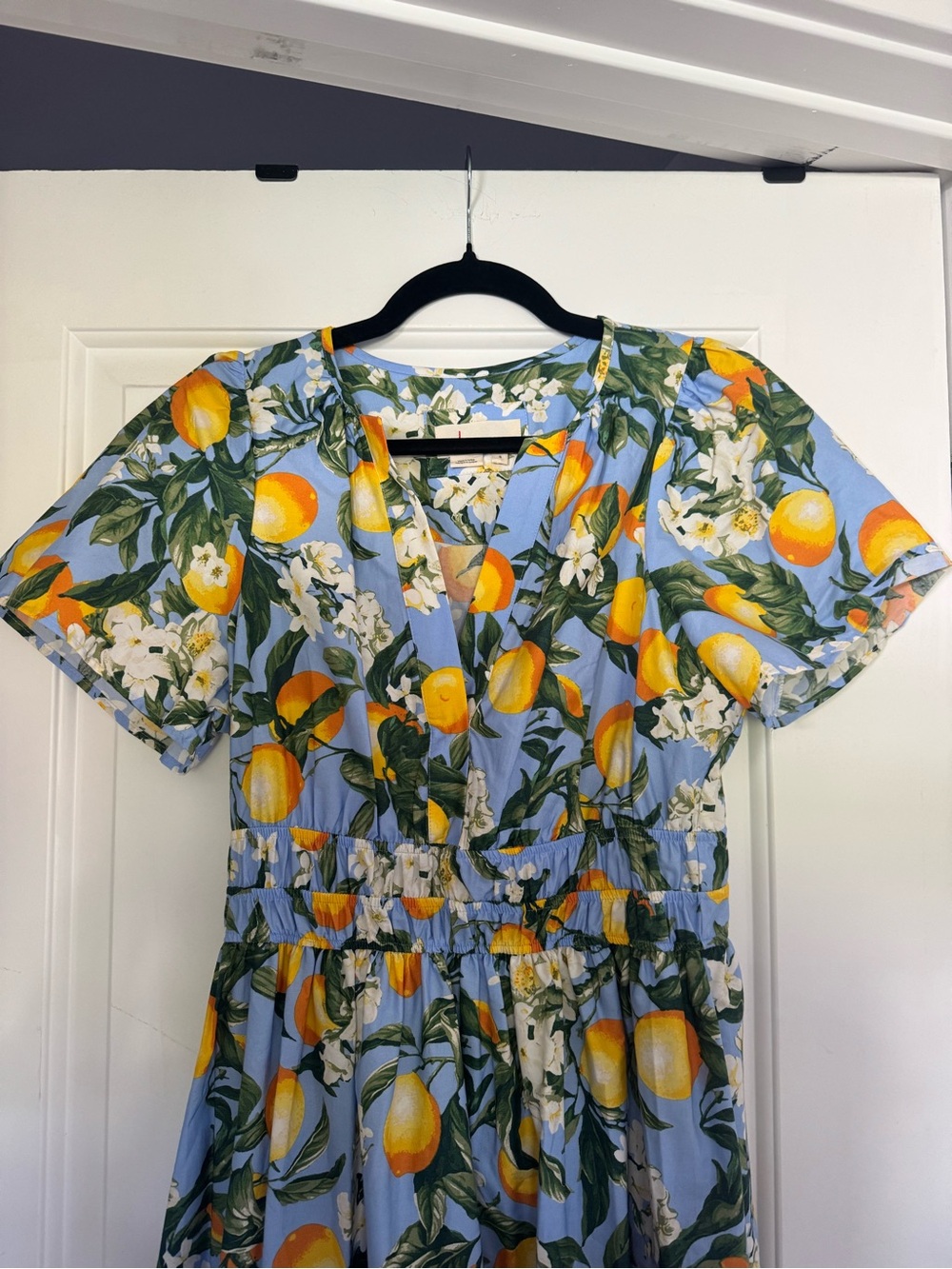 Anthropologie Somerset Dress Blue Lemon Print Maxi Dress - Picture 2 of 4